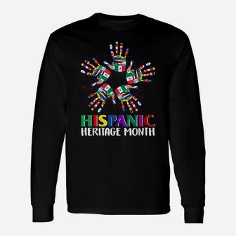National Hispanic Heritage Month All Countries Flower Hands Unisex Long Sleeve | Crazezy UK
