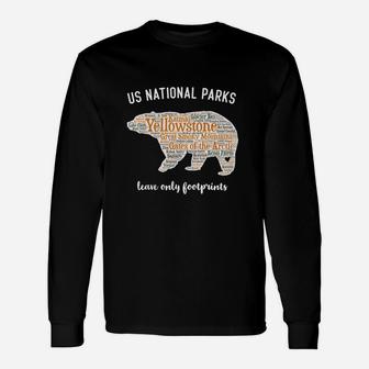 National Parks Bear Shirt Lists All 59 National Parks Pyf Black Long Sleeve T-Shirt - Thegiftio UK