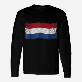 Netherlands Dutch Vintage National Flag Retro Tshirt Unisex Long Sleeve | Crazezy CA