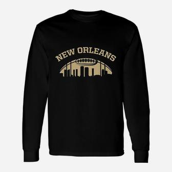 New Orleans Skyline New Orleans Football Long Sleeve T-Shirt - Thegiftio UK