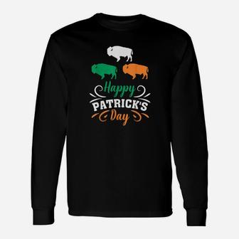 Nn Lucky Buffalo Patricks Day Shamrock Irish Costume Long Sleeve T-Shirt - Monsterry