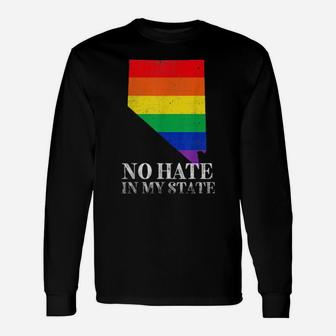 No Hate In My State Nevada Lgbt Pride Rainbow Flag Long Sleeve T-Shirt - Monsterry DE