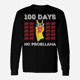 No Probllama 100Th Day Cool Llama - Funny 100 Days Of School Unisex Long Sleeve | Crazezy UK
