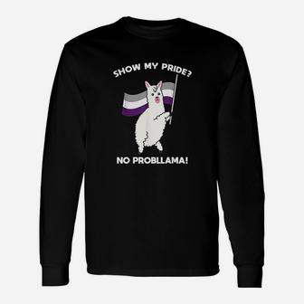 No Probllama Asexual Llama Pride Flag Lgbtq Cool Lgbt Gift Unisex Long Sleeve | Crazezy