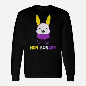 Non-Bunary Non Binary Genderqueer Pride Flag Bunny Unisex Long Sleeve | Crazezy