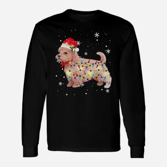 Norfolk Terrier Dog Christmas Light Xmas Mom Dad Gifts Unisex Long Sleeve | Crazezy