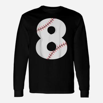 Number 8 Baseball Team Shirt - 8 Pitcher Batter Tee Unisex Long Sleeve | Crazezy CA
