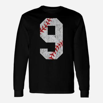 Number 9 Vintage 9Th Birthday Baseball Lover 9 Years Old Unisex Long Sleeve | Crazezy CA