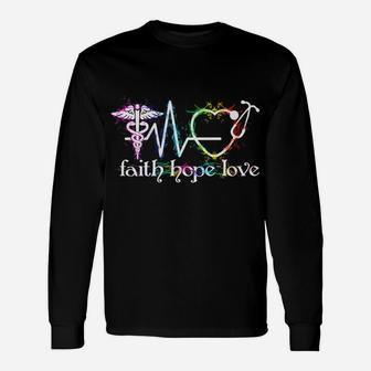 Nurse Everyday Superhero Medical Shirt Cute Faith Hope Love Unisex Long Sleeve | Crazezy