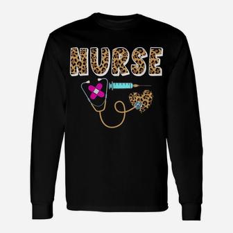 Nurse Life Rn Lpn Cna Healthcare Cheetah Heart Leopard Funny Unisex Long Sleeve | Crazezy CA
