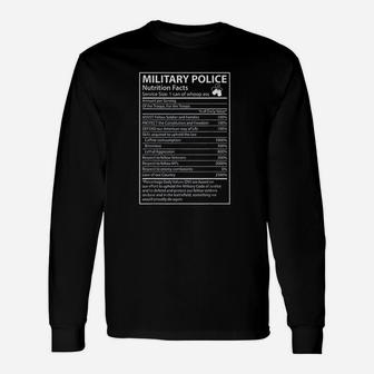 Nutrition Facts Funny Military Police Unisex Long Sleeve | Crazezy