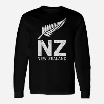 Nz Rugby Jersey New Zealand Fern Ab Fan White Distressed Long Sleeve T-Shirt - Monsterry DE