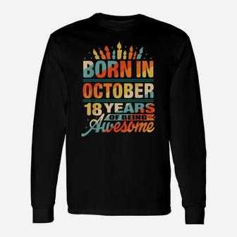 October 2003 18 Year Old 18Th Birthday Gift Candle Graphic Unisex Long Sleeve | Crazezy AU