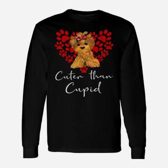 Official Yorkshire Terrier Dog Than Cupid Valentines Day Yorki Long Sleeve T-Shirt - Monsterry UK