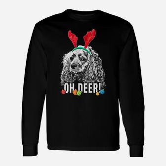Oh Deer Funny Cocker Spaniel Xmas Unisex Long Sleeve | Crazezy