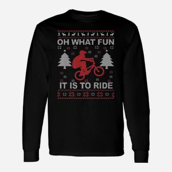 Oh What Fun It Is To Ride Bicycle Christmas Unisex Long Sleeve | Crazezy UK