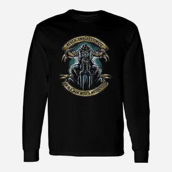 Old Biker Never Underestimate An Old Man With A Motorcycle Long Sleeve T-Shirt - Thegiftio UK