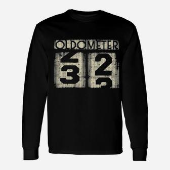 Oldometer 33 Years 33Th Birthday Distressed Cool Long Sleeve T-Shirt - Monsterry