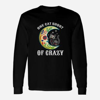 One Cat Short Of Crazy Skull Moon And Kitten Unisex Long Sleeve | Crazezy DE