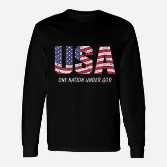 One Nation Under God American Flag Usa Unisex Long Sleeve | Crazezy