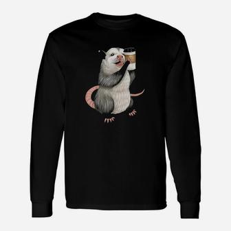 Opossum Drinking A Cup Of Coffee Unisex Long Sleeve | Crazezy DE