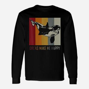 Orcas Make Me Happy Killer Whale Long Sleeve T-Shirt - Thegiftio