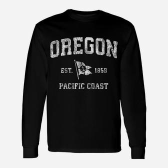 Oregon Vintage Boat Anchor Flag Retro West Coast Design Tee Unisex Long Sleeve | Crazezy