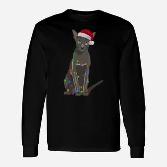 Oriental Shorthair Christmas Lights Xmas Cat Lover Sweatshirt Unisex Long Sleeve | Crazezy