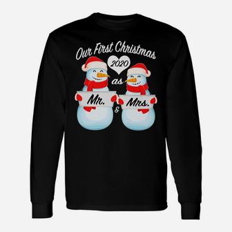Our First Christmas As Mr And Mrs Matching Pj Snowman Couple Unisex Long Sleeve | Crazezy AU