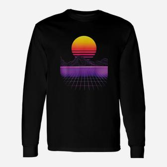 Outrun Synthwave Aesthetic 80s Retro Long Sleeve T-Shirt - Thegiftio