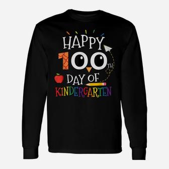 Owl Happy 100Th Day Of Kindergarten For Teacher And Students Unisex Long Sleeve | Crazezy