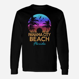 Panama City Beach Florida Retro Sunset Summer Vibe Aesthetic Unisex Long Sleeve | Crazezy DE