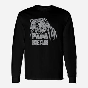 Papa Bear Daddy Father Roaring Grizzly Fathers Day Gift Unisex Long Sleeve | Crazezy UK