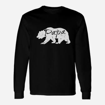 Papa Bear Distressed Father Day Unisex Long Sleeve | Crazezy