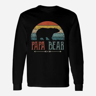 Papa Bear Vintage Daddy Father Day Retro Dad Unisex Long Sleeve | Crazezy