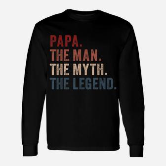 Papa Man Myth Legend Shirt For Mens & Dad Funny Father Gift Unisex Long Sleeve | Crazezy