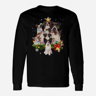 Papillon Christmas Tree Lights Funny Dog Xmas Gift Sweatshirt Unisex Long Sleeve | Crazezy