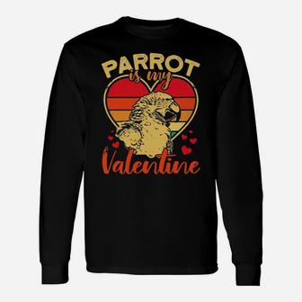 Parrot Is My Valentine Vintage Long Sleeve T-Shirt - Monsterry