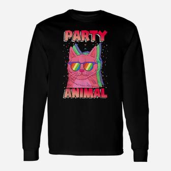 Party Cat Party Animal Music And Rave Party Lovers Unisex Long Sleeve | Crazezy