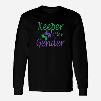 Party Gender Reveal Purple And Green Keeper Of The Gender Unisex Long Sleeve | Crazezy UK