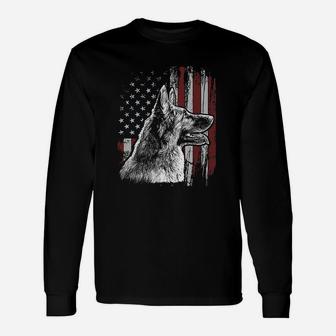Patriotic German Shepherd American Flag Dog Gift Men Women Unisex Long Sleeve | Crazezy CA