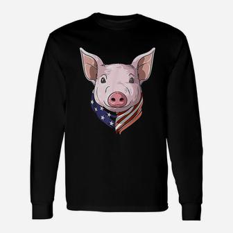 Patriotic Pig American 4Th Of July Pig Usa American Flag Unisex Long Sleeve | Crazezy CA