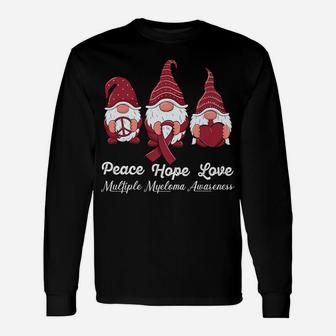 Peace Hope Love Cute Gnome Ribbon Multiple Myeloma Awareness Unisex Long Sleeve | Crazezy