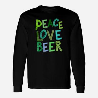 Peace Love Beer St Patricks Day Irish Drinking Long Sleeve T-Shirt - Monsterry UK