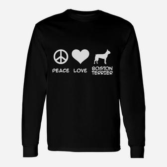 Peace Love Boston Terrier Unisex Long Sleeve | Crazezy DE