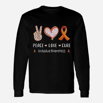 Peace Love Cure Leukemia Awareness Unisex Long Sleeve | Crazezy