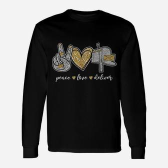 Peace Love Deliver Post Box Cute Postal Worker Gifts Unisex Long Sleeve | Crazezy CA