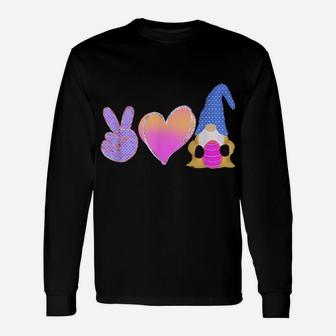 Peace Love Gnome Holding Easter Egg Love Easter Gnome Unisex Long Sleeve | Crazezy UK