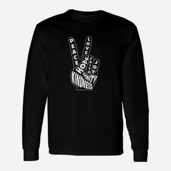 Peace Love Hand Sign Kindness Unity 60S Retro Unisex Long Sleeve | Crazezy