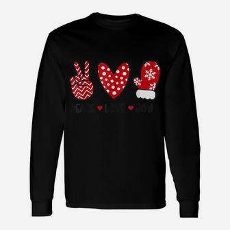 Peace Love Joy Merry Christmas Cute Snow Glove Unisex Long Sleeve | Crazezy